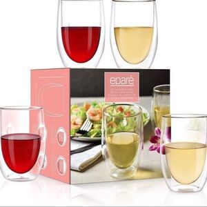 Eparé Wine Glasses Double-Walled Stemless Glassware 
– 13oz Set of 4